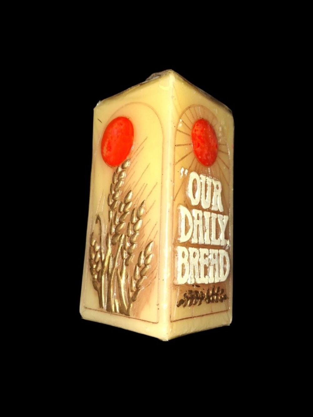 Vintage Jasco NEW "our daily bread" candle unopened pillar candle made in China